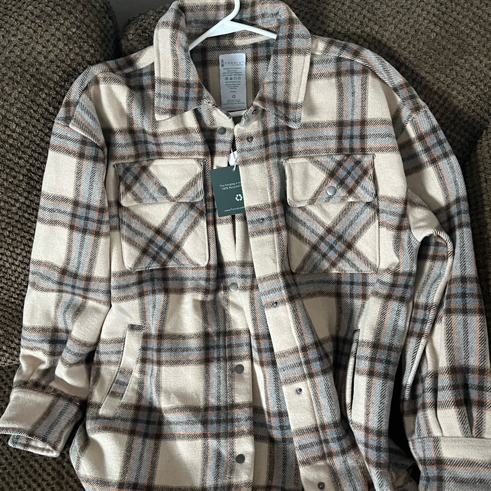 Plaid Beige Flannel Jacket